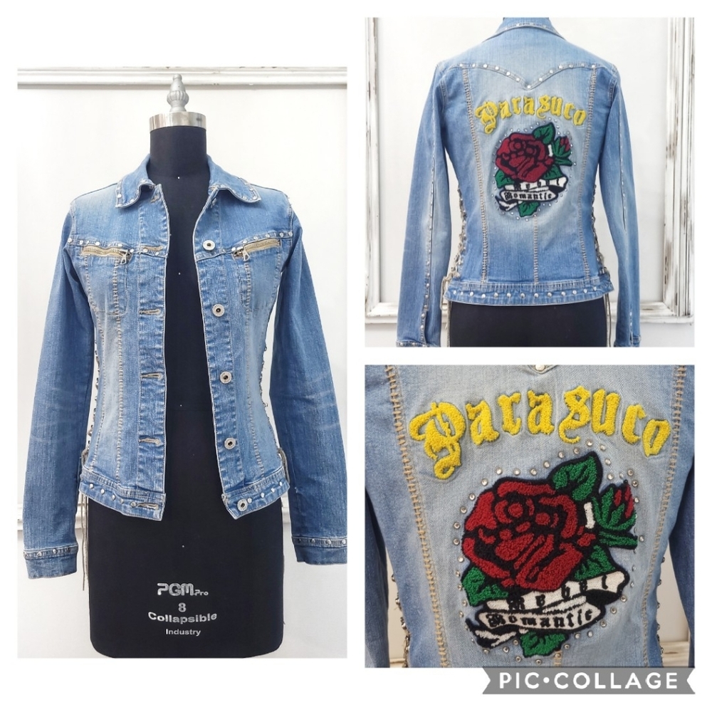 Rare Parasuco Rebel Corset Crystal Denim Jacket